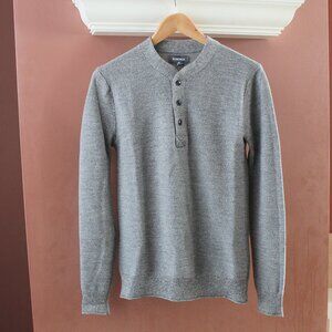 Bonobos Henley Sweater Merino Wool Knit Slim Fit Grey Size XS